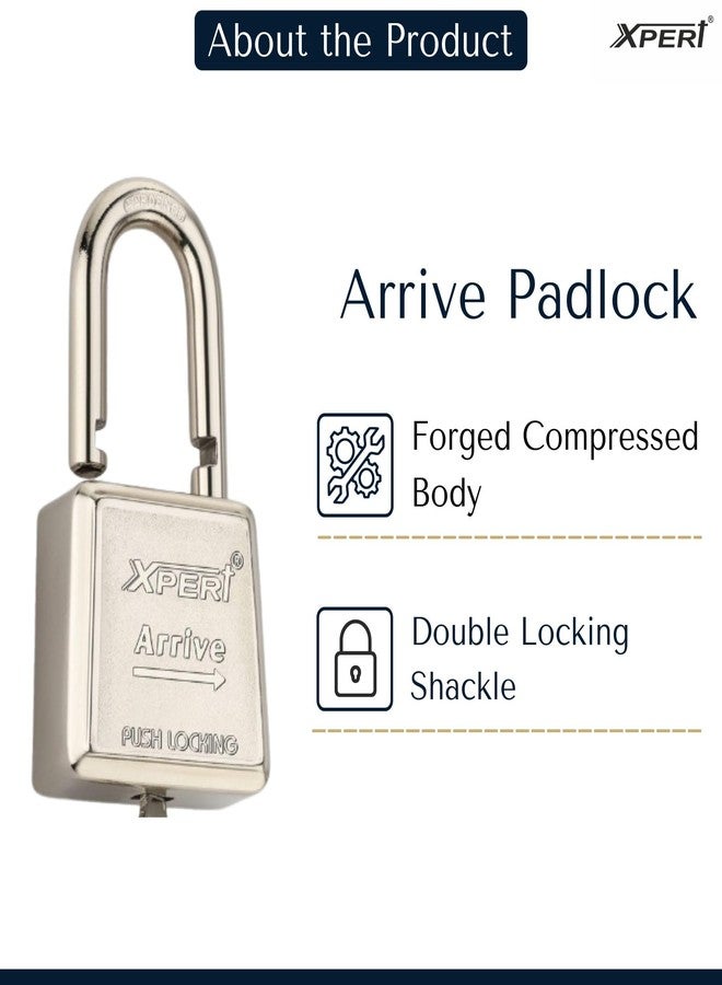 Xpert Arrive Premium Padlock with Push Locking by Xpert (Pack of 1) with 4 Ultra Keys - Image 4